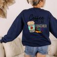 Coffee Gives Me Teacher Power Teacher Elementary Women Women's Sweatshirt Back Print Navy Coffee Gives Me Teacher Power Teacher Elementary Women Women's Sweatshirt Back Print Navy
