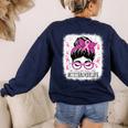 CTE Teacher In October We Wear Pink Breast Cancer Awareness Women's Sweatshirt Back Print Navy