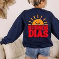 Cute Bilingual Spanish Teacher Buenos Dias Sunshine Women's Sweatshirt Back Print Navy Cute Bilingual Spanish Teacher Buenos Dias Sunshine Women's Sweatshirt Back Print Navy