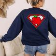 Cute Distressed Super Teacher Superhero Apple Shirt Women's Sweatshirt Back Print Navy Cute Distressed Super Teacher Superhero Apple Shirt Women's Sweatshirt Back Print Navy