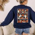 Cute Ghost Book Reading Books Lover Spooky Teacher Halloween Women's Sweatshirt Back Print Navy