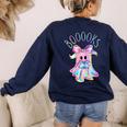 Cute Ghost Book Reading Halloween Teacher Top Girls Women Women's Sweatshirt Back Print Navy Cute Ghost Book Reading Halloween Teacher Top Girls Women Women's Sweatshirt Back Print Navy