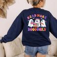 Cute Ghost Read More Books Lover Teacher Halloween Costume Women's Sweatshirt Back Print Navy Cute Ghost Read More Books Lover Teacher Halloween Costume Women's Sweatshirt Back Print Navy