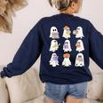 Cute Ghost Reading Books Teacher Halloween Reading Men Women Kids Women's Sweatshirt Back Print Navy Cute Ghost Reading Books Teacher Halloween Reading Men Women Kids Women's Sweatshirt Back Print Navy
