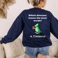 Dinosaur Thesaurus Grammar Joke Teacher Women's Sweatshirt Back Print Navy