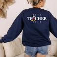 Disney Mickey Mouse Thumbs Up Best Teacher Ever Teacher Women's Sweatshirt Back Print Navy