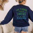 Disney This Teacher Runs On Coffee And Disney Gradient Logo Women's Sweatshirt Back Print Navy Disney This Teacher Runs On Coffee And Disney Gradient Logo Women's Sweatshirt Back Print Navy