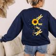 Dragonfly Sunflower Teacher Growth Mindset Choose To Shine Women's Sweatshirt Back Print Navy Dragonfly Sunflower Teacher Growth Mindset Choose To Shine Women's Sweatshirt Back Print Navy