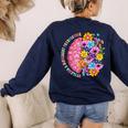 Dyslexia Different Perspective Reading Brain Floral Teacher Women's Sweatshirt Back Print Navy Dyslexia Different Perspective Reading Brain Floral Teacher Women's Sweatshirt Back Print Navy