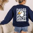 Eagles School Sports Fan Team Spirit Teacher Parent Student Women's Sweatshirt Back Print Navy