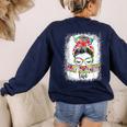Early Head Start Life Messy Bun Back To School Teacher Women Women's Sweatshirt Back Print Navy Early Head Start Life Messy Bun Back To School Teacher Women Women's Sweatshirt Back Print Navy