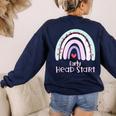 Early Headstart Cute Retro Rainbow Teachers Women's Sweatshirt Back Print Navy Early Headstart Cute Retro Rainbow Teachers Women's Sweatshirt Back Print Navy