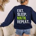 Eat Sleep Math Repeat Teacher Lover Women's Sweatshirt Back Print Navy Eat Sleep Math Repeat Teacher Lover Women's Sweatshirt Back Print Navy
