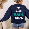 Eat Sleep Math Repeat Math Teacher Men Women Girls Kids Women's Sweatshirt Back Print Navy