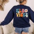 English Teacher Ela Vibes Teacher Kids First Day Of School Women's Sweatshirt Back Print Navy