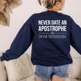 English Teacher Grammar Pun Shirt Women's Sweatshirt Back Print Navy English Teacher Grammar Pun Shirt Women's Sweatshirt Back Print Navy
