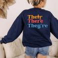 English Teacher Their There Theyre Grammar Men Women Women's Sweatshirt Back Print Navy English Teacher Their There Theyre Grammar Men Women Women's Sweatshirt Back Print Navy