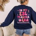 In My Esl Teacher Era Back To School ESL Teacher Groovy Women's Sweatshirt Back Print Navy