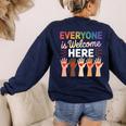 Everyone Is Welcome Here Shirt Teacher Women's Sweatshirt Back Print Navy Everyone Is Welcome Here Shirt Teacher Women's Sweatshirt Back Print Navy