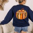 Fall Book Halloween Costume Autumn Pumpkin Teacher Kids Women's Sweatshirt Back Print Navy Fall Book Halloween Costume Autumn Pumpkin Teacher Kids Women's Sweatshirt Back Print Navy