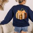 Fall Book Pumpkin Halloween Teacher Librarian Thanksgiving Women's Sweatshirt Back Print Navy