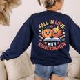 Fall In Love With Kindergarten Autumn Kindergarten Teacher Women's Sweatshirt Back Print Navy