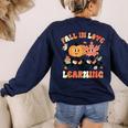 Fall In Love With Learning Teacher Retro Thanksgiving Women's Sweatshirt Back Print Navy