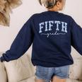 Fifth Grade Coquette Toile Blue Bow Floral Women Teacher Women's Sweatshirt Back Print Navy Fifth Grade Coquette Toile Blue Bow Floral Women Teacher Women's Sweatshirt Back Print Navy