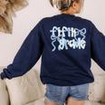 Fifth Grade Team Coquette Bow 5th Grade Teacher Girl Kid Women's Sweatshirt Back Print Navy
