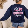 First Day Of School Teacher Girl Coquette Hello Kindergarten Women's Sweatshirt Back Print Navy First Day Of School Teacher Girl Coquette Hello Kindergarten Women's Sweatshirt Back Print Navy