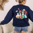 Floral Beakers Chemistry Lab Teacher Women's Sweatshirt Back Print Navy Floral Beakers Chemistry Lab Teacher Women's Sweatshirt Back Print Navy