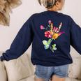 Flower American Sign Language ASL Teacher Teaching Deaf Women's Sweatshirt Back Print Navy Flower American Sign Language ASL Teacher Teaching Deaf Women's Sweatshirt Back Print Navy