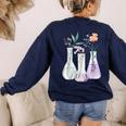 Flowers Test Tube Chemistry Student Science Teacher Women Women's Sweatshirt Back Print Navy Flowers Test Tube Chemistry Student Science Teacher Women Women's Sweatshirt Back Print Navy