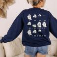 Fractions Math Teacher Ghost Math Halloween Humorous Women's Sweatshirt Back Print Navy
