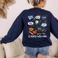 Friendship Inclusion Language Teacher It Starts With Hello Women's Sweatshirt Back Print Navy Friendship Inclusion Language Teacher It Starts With Hello Women's Sweatshirt Back Print Navy