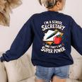 Front Office Teacher Admin Mother I'm A School Secretary Women's Sweatshirt Back Print Navy