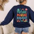 Future Marine Biologist Student Biology Teacher Kids Women's Sweatshirt Back Print Navy