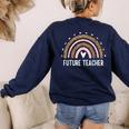 Future Teacher Kids Youth Girls Leopard Rainbow Women Women's Sweatshirt Back Print Navy Future Teacher Kids Youth Girls Leopard Rainbow Women Women's Sweatshirt Back Print Navy
