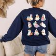 Ghost Book Reading Halloween Books Lover Teacher Kids Women's Sweatshirt Back Print Navy Ghost Book Reading Halloween Books Lover Teacher Kids Women's Sweatshirt Back Print Navy