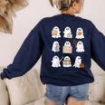 Ghost Speech Therapy Teacher Spooky Season Halloween Women's Sweatshirt Back Print Navy