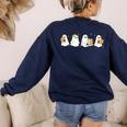 Ghosts Reading Books Library Halloween Teacher Men Women Kid Women's Sweatshirt Back Print Navy