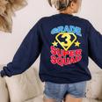 Grade 3 Super Squad Superhero Teacher Team Men Women Girls Kids Women's Sweatshirt Back Print Navy