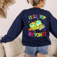 Groovy Field Trip Anyone Happy Field Day For Teachers Kids Women's Sweatshirt Back Print Navy Groovy Field Trip Anyone Happy Field Day For Teachers Kids Women's Sweatshirt Back Print Navy