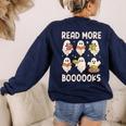 Groovy Halloween Ghost Read More Boooooks Librarian Teacher For Men Women Kids Women's Sweatshirt Back Print Navy Groovy Halloween Ghost Read More Boooooks Librarian Teacher For Men Women Kids Women's Sweatshirt Back Print Navy