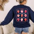 Groovy Kindergarten Is My Jam Strawberry Kinder Team Teacher Women's Sweatshirt Back Print Navy Groovy Kindergarten Is My Jam Strawberry Kinder Team Teacher Women's Sweatshirt Back Print Navy