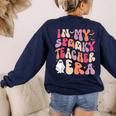 Groovy In My Spooky Teacher Era Halloween Party Boo Women's Sweatshirt Back Print Navy Groovy In My Spooky Teacher Era Halloween Party Boo Women's Sweatshirt Back Print Navy
