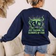 Halloween 67 Meme Science Chemistry Teacher Periodic Table Women's Sweatshirt Back Print Navy
