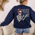 Halloween Math Teacher Skeleton Six Seven Meme Brainrot Women's Sweatshirt Back Print Navy