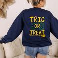 Halloween Math Teacher Trig Or Treat Student School College Women's Sweatshirt Back Print Navy Halloween Math Teacher Trig Or Treat Student School College Women's Sweatshirt Back Print Navy