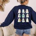 Halloween Science Teacher Student Ghost Laboratory Men Women Women's Sweatshirt Back Print Navy Halloween Science Teacher Student Ghost Laboratory Men Women Women's Sweatshirt Back Print Navy